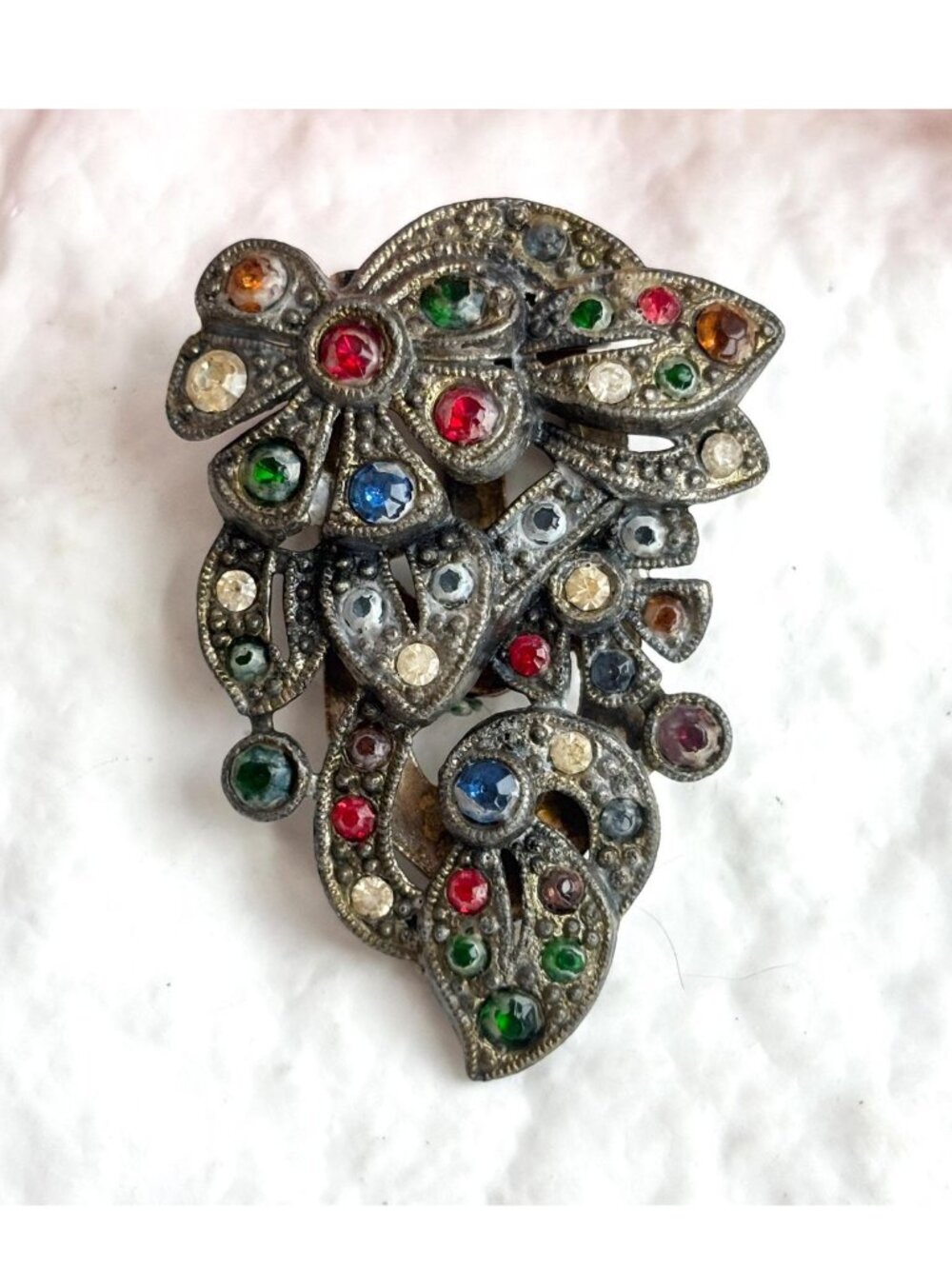 Little Nemo Art Deco Blue Rhinestone Antique Vintage Dress Clip | Fur Clip